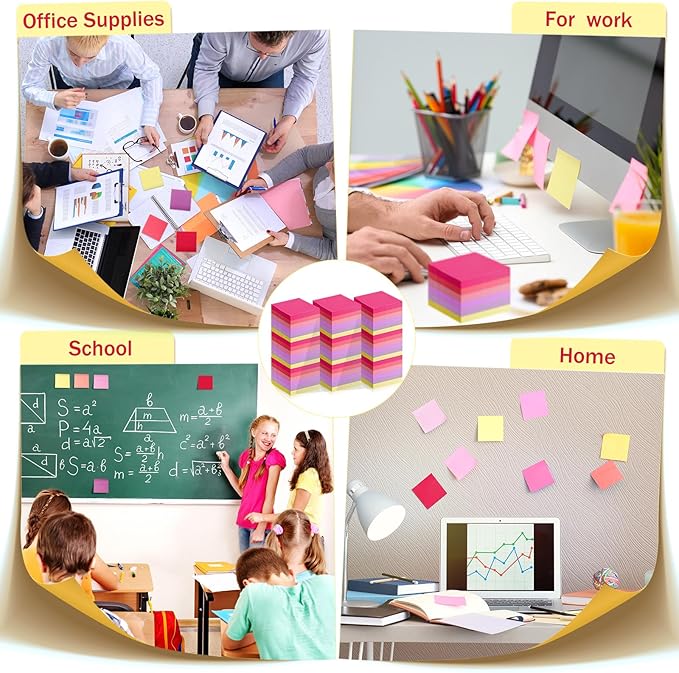 Fainne 120 Pack Sticky Notes Bulk 3 x 3 inch Self Stick Note Pads Multicolor Paper Memo for Office School Supplies Student Teacher Classroom Back to School Essentials, 50 Sheet/Pad(Vivid Color)