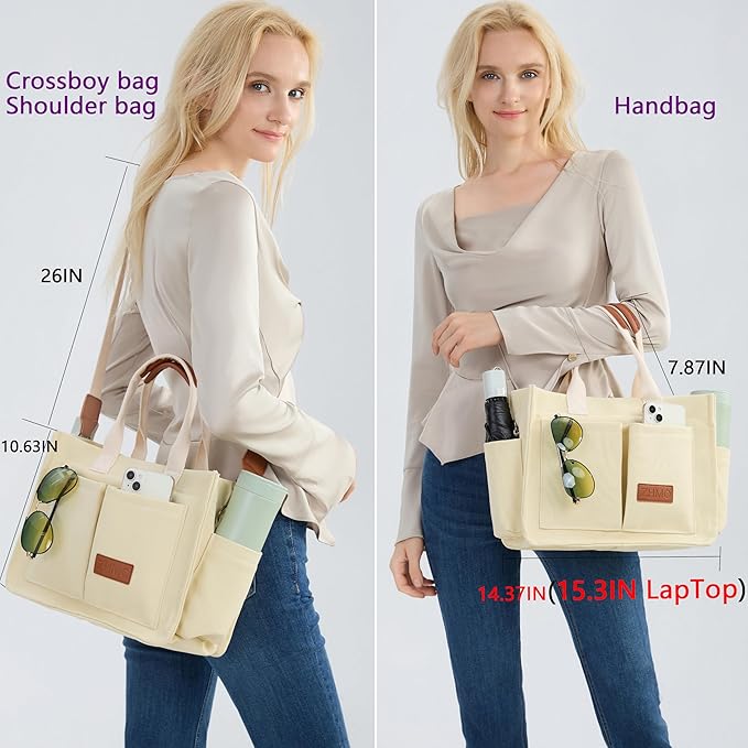 Canvas Tote Bag for Women,Women's Bags Crossbody Bags Work Laptop Tote Bag Large Handbags Purse for Travel Nurse Teacher