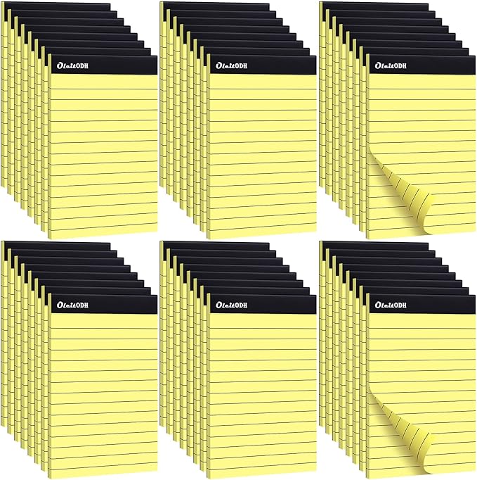 Oleitodh 4x6 Notepads – 48 Pack Yellow Memo Pads Small Writing Pads with Perforated Lined Pages, Mini Note Pads 50 Sheets per Lined Note Pads 4x6, Pocket Notepads for Office School Home Supplies