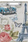 Vintage Paris Eiffel Tower Clipboard Decorative Clip Board with Metal Clip A4 Standard Size 12.5" X 8.7" for Teacher Students Nurses Office