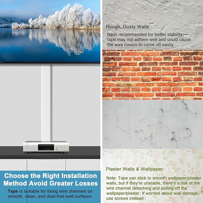 ZhiYo 34in TV Cord Hider for Wall Mounted TV, Large Cord Cover Wall, PVC Cable Management Raceway Kit, Wire Hider for Wall, White Wire Concealer 2 xL17in, W2in xH0.7in