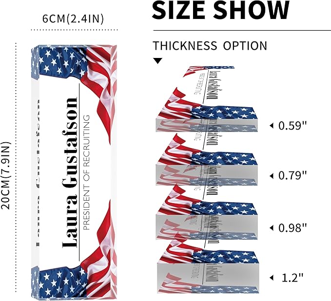 Desk Name Plate Personalized Name Plate for Desk, Office Desk Decor, 3D Style Personalized Plaque Name Plates for Desks Custom Appreciation Gifts for Boss Lady Employee Coworkers (USA Flag)