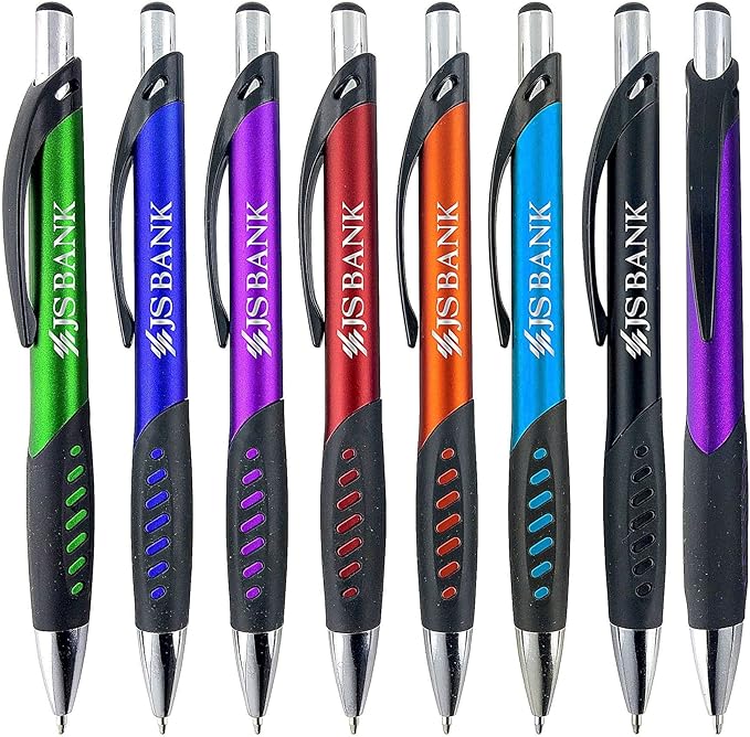 Promotional Pens With your Custom Logo or Text-300 Pack Bulk-for Businesses, Parties, and Events, Custom Printed Metallic/ Colored Click Action Ballpoint Pens, Rubber Grip, Black Ink, Orange Pens