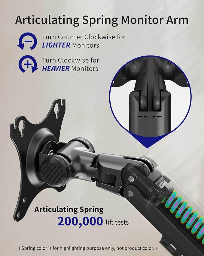 Single Monitor Arm Desk Mount, Holds Screens up to 40 Inches and 25 lbs, Fully Adjustable Vesa Monitor Mount with C-Clamp and Grommet Base, Aluminum, Black