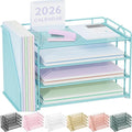Spacrea Desk Organizers and Accessories, Paper Organizer for Desk with File organizer, Desk Accessories & Workspace Organizers for Office Supplies (Blue)