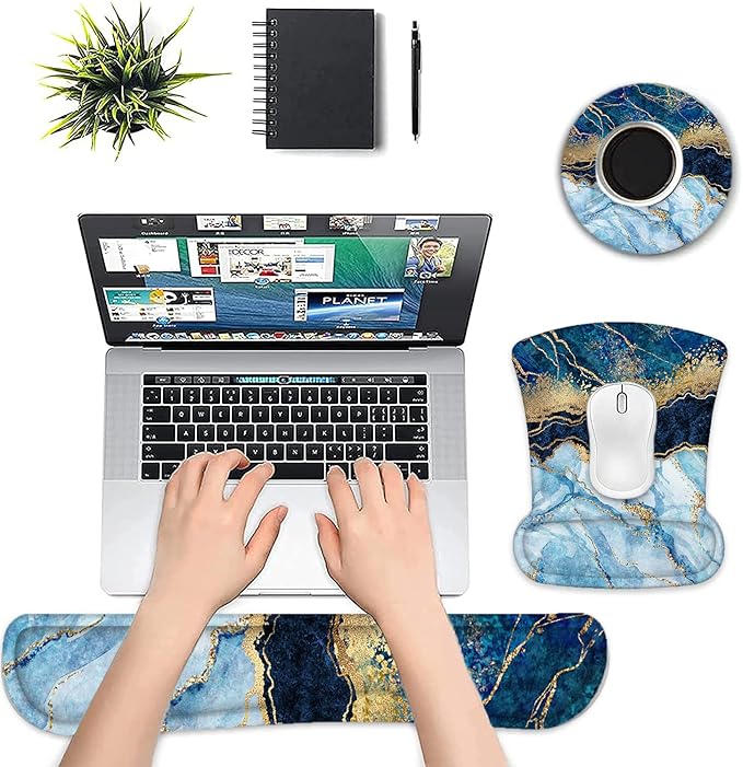 Lateefah Mouse Pad with Wrist Rest, 3-in-1 Gaming Mouse Pad, Keyboard Wrist Rest, Ergonomic Memory Foam Mousepad with Wrist Support for Computer Keyboard