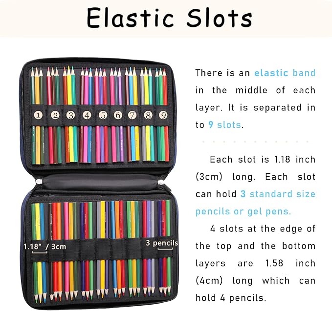 220 Slot Colored Pencil Case Pen Bag with Zipper for Artist Storage Organizer for Watercolor Pencil Gel Pen Marker Highlighter Large Capacity Handy Pencil Holder (Cat)