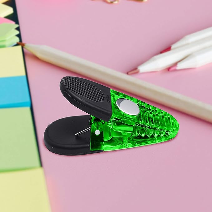 10 Magnetic Memo Holders Set - Customizable Text, Logo - Large Clip, Plastic - TGreen