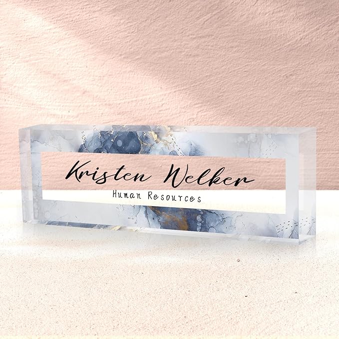 Desk Name Plate Personalized, Custom Name Plate for Desk, Office Desk Decor for Women Men, Acrylic Desk Accessories, Office Gifts for Coworkers Boss Teacher, Employee Appreciation Gifts (Coast)