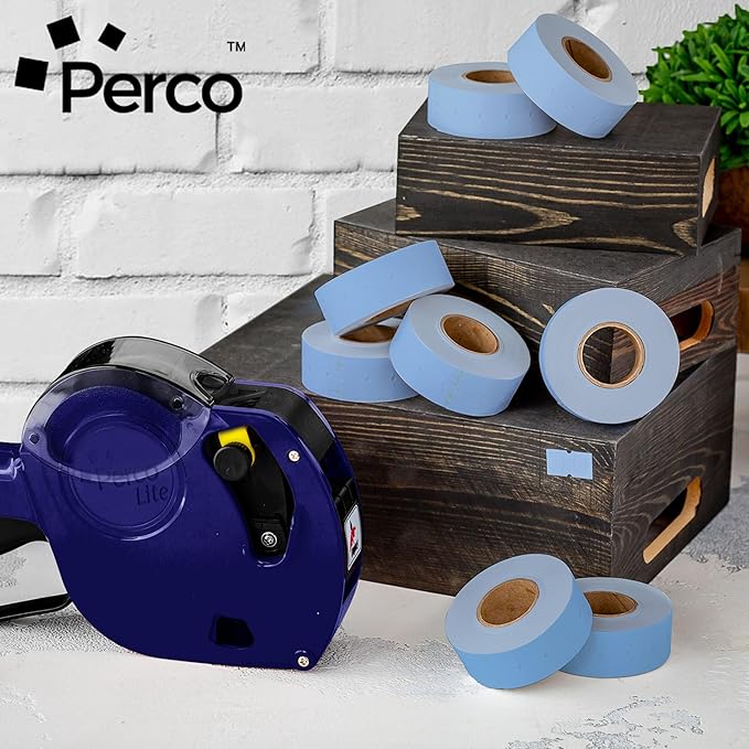 Perco 1 Line Blue Labels - Case of 30 Sleeves, 240,000 Blank Pricing Labels for Perco Lite, X, Plus and Pro 1 Line Price and Date Guns