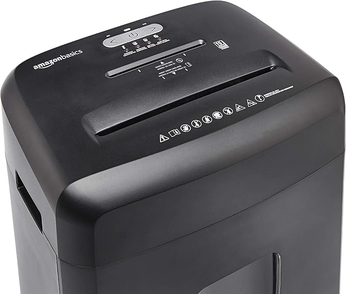 Amazon Basics Paper Shredder for Home and Office, New Model 15-Sheet Cross Cut, CD/Credit Card Shredder, 6 Gallon Wastebasket, Black