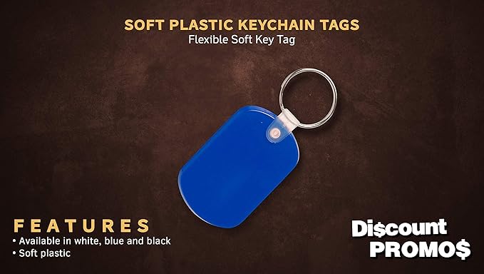 Tag Soft Plastic Keychains - 10 pack - Small Key Tag Chain For Staying Organized - Rubber Key Ring Keychain – Blue