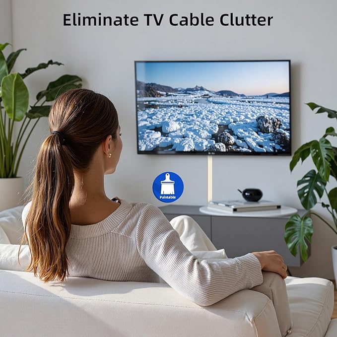 Delamu 142in Beige Cord Hider Cable Hider, Cord Covers for 2-3 Wires on Wall, Premium Wire Hiders Wire Covers for Cords on Wall, Easier Setup TV Cable Cover Management Kit, W0.94 H0.47in, Beige