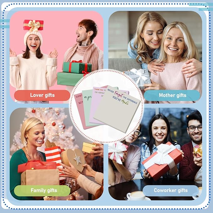 Yinder 24 Pcs Employee Appreciation Sticky Notes New Year Gift Bulk Motivation Sticky Note Pads Inspirational Gift for Teacher Nurse Staff Coworker Office Supply 3 x 3'' (Appreciation,Artistic)