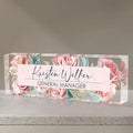 Custom Name Plate for Desk | Personalized Desk Name Plate | Personalized Boss Employee Appreciation Gifts | Acrylic Name Plate Office Desk Accessories (C-Pink Rose)