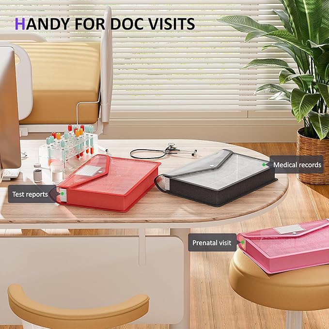 ThinkTex Plastic Expanding File Folder, Transparent Envelopes with Snap Closure,Suitable for Home, Office, School and Hospital, Large Capacity，No Dividers, 5 Colors, Fit Letter/A4 Size-10 Pcs