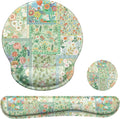 iLeadon Mouse Pad with Wrist Support, Wrist Pad for Keyboard, Ergonomic Mouse Pad Set for Office Home(Green Floral)