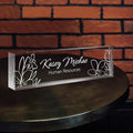 SalaGraphics Custom Engraved Acrylic Name Plates for Desks, Office Desk Plate Personalized, Decor Nameplate, Nurse Manager Employee Teacher Appreciation Gifts, Accessories (Flowers F)