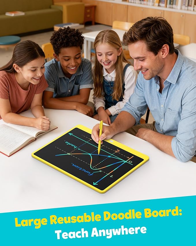 TEKFUN LCD Writing Tablet for Adults, Large Doodle Board, 16 Inch Colorful Drawing Tablet Writing Pad, Toddler Toys for 3 4 5 6 7 8 9 Year Old Girls Boys Teen, Birthday Gifts for Kids (Yellow)