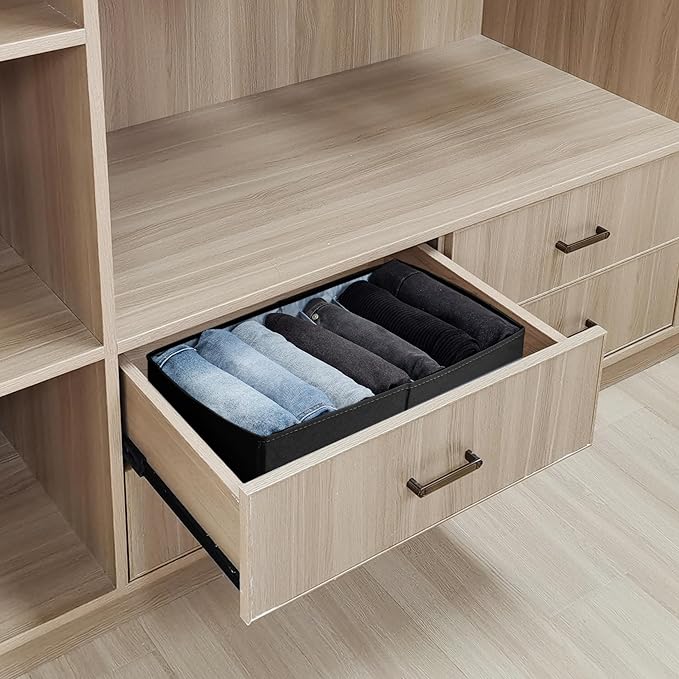 2 Pack Large Wardrobe Closet Organizer - Drawer Organizer Clothes, Efficient Sweatshirt Organizer for Closet, Versatile Closet Organizers and Storage (Black, 17.7" L x 9.8" W x 7.1" H)