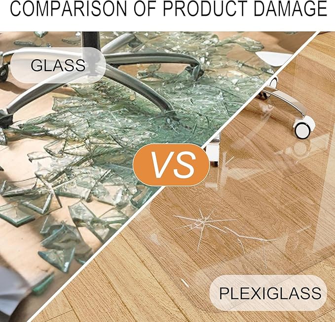 MESAILUP Beveled Edge Office Chair Mat for Carpet or Hardwood Floor 48" x 48" Clear Chair Mats for a Smooth Glide and Easy Roll On/Off, Heavy Duty and Non-Slip Pad Floor Ultimate Desk Chair Mat