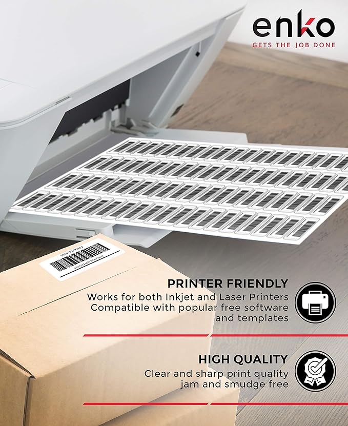 enKo - 8-1/2 x 11 Inch Label - White Blank - 1 Per Sheet Full Shipping Address Labels for Laser Inkjet Printer (1000 Sheets, 1000 Labels)
