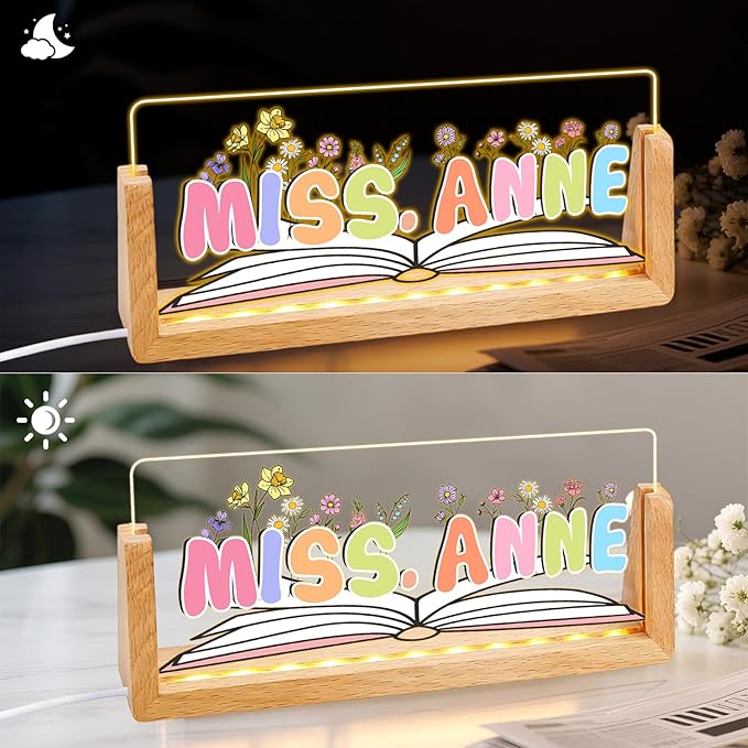 Ships Next Day, Personalized Teacher Name Plate for Office Desk - Teacher desk must haves, Custom Light Up Acrylic Desk Name Plate Teacher Appreciation Gifts, The Office Gifts for Teacher Office Decor