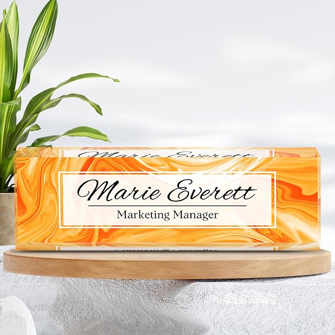 Custom Orange Acrylic Office Accessory | Personalized Boss Appreciation Gift