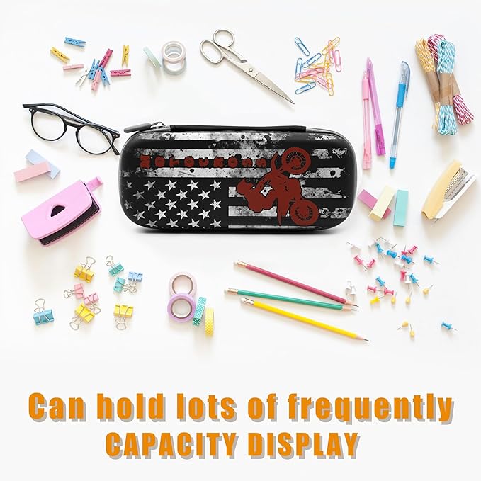 Motocross Pencil Case Zip Pencil Box Multi Pouch Holder Desk Organizer For Boys Girls School Office