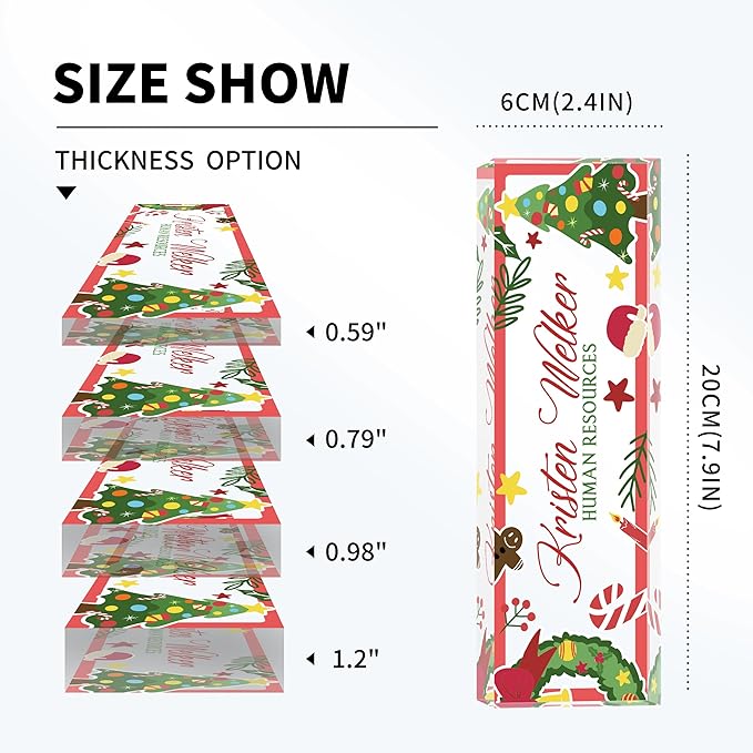 Personalized Name Plate for Desk Custom Acrylic Desk Name Plate Custom Employee Appreciation Gifts Office Gifts for Women, Men, Boss, Coworkers, Teacher, Nurse (Christmas)