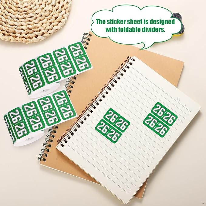 1000pcs 2026 Year Stickers, 3/4x1-1/2 Inch 26 Year Colored Self-Adhesive Stickers File Folder Labels Decals for Tab File Folders Office Supplies (Dark Green)