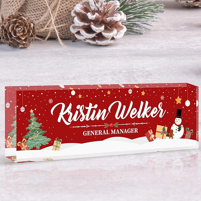 Custom Name Plate for Desk | Personalized Boss Employee Appreciation Christmas Gifts | Acrylic Name Plate Office Desk Accessories