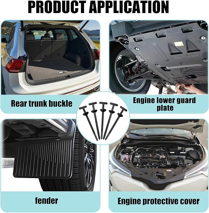 100 Pcs Nylon Universal Cable Tie Buckle, Self-Locking Zip Tie Clips with Pin & Button Design, UV Resistant Plastic Cable Tie Buckle Fasteners for Auto Car Body Repair, Home & DIY Use