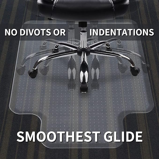 SHAREWIN Chair Mat for Carpeted Floor with Lip,47''×36'' PVC Carpet Protector for Low Pile Carpets Heavy Duty Effective Grip Anti-Slip,Won't Crack,Easy to Clean for Office and Home