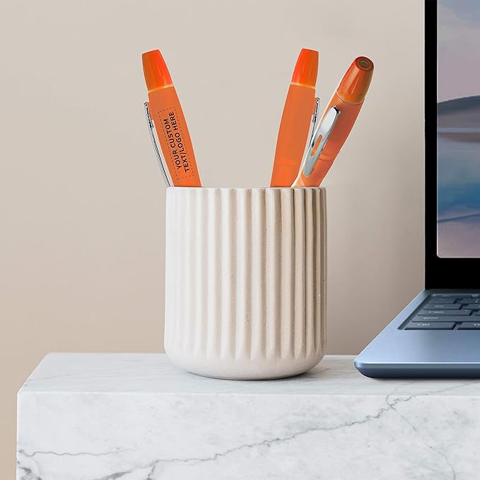 DISCOUNT PROMOS Personalized Two in one Highlighter Pens - 100 pack - Plastic Pens - Customizable Text, Logo - Orange