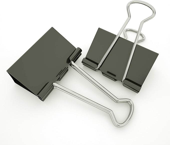 Nctinystore Binder Clips Large Metal Clamp 2 inch / 50 mm (Black, 06-PCS)
