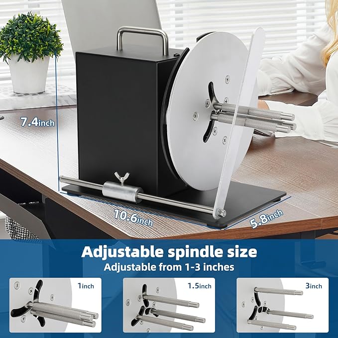 Automatic Label Rewinder Machine,Update Label rewinder Supports 1"/1.5"/3" Core Holder,Max Label Width 4.72" and 2 Way Winding Direction,Rewinding Speed can be Automatically Adjusted with Printer