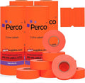 Perco 2 Line Fluorescent Red Labels - 32 Rolls, 4 Sleeves, 24,000 Blank Price and Date Gun Labels for Perco 2 Line Price and Date Guns - Made in USA