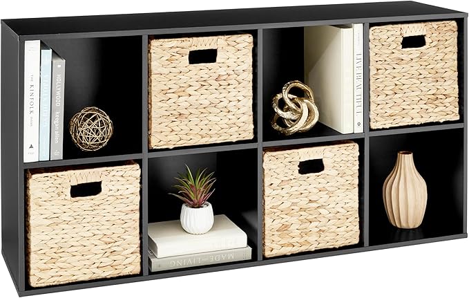 Best Choice Products 8-Cube Storage Organizer, 13.5in Shelf Opening, Bookcase, Display Shelf, Customizable w/ 2 Removable Back Panels – Black