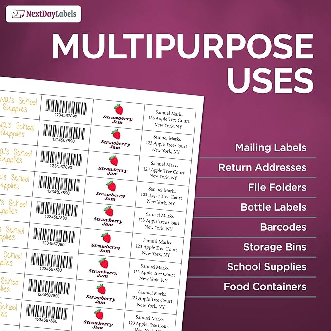 NextDayLabels 2x1 Inch Rectangle Stickers White Blank Labels for Laser Inkjet Printer - 40 Per Sheet Self-Adhesive Address Mailing Name Tags Made in USA - 40,000 Labels