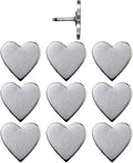 Big Silver Heart Push Pins - Large Silver Metal Heart Map Pins - for Cork Board, Maps, or Lapel Pin Use - Designed in USA - Set of 10