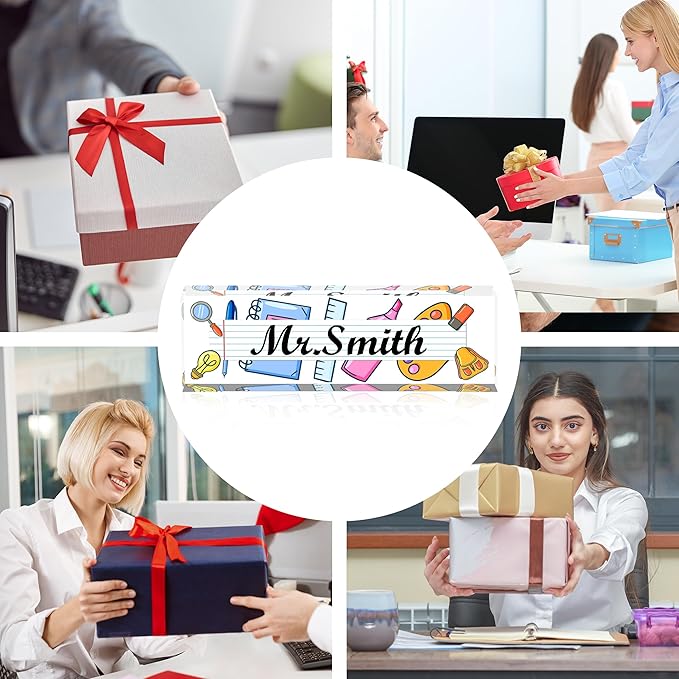 Teacher Name Plate for Desk, Acrylic Desk Name Plate Personalized Office Desk Decor, Teacher Appreciation Gifts The Office Gifts for Teacher