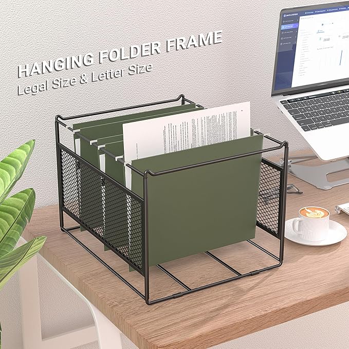 Letter/Legal Size Hanging File Folder Frame,Hanging Files Holder Rack for Desk Organizer,Hanging Folders Rails for Filing Cabinet Drawers Above 10" in Height,15.2" Lx12.4 Wx10 H