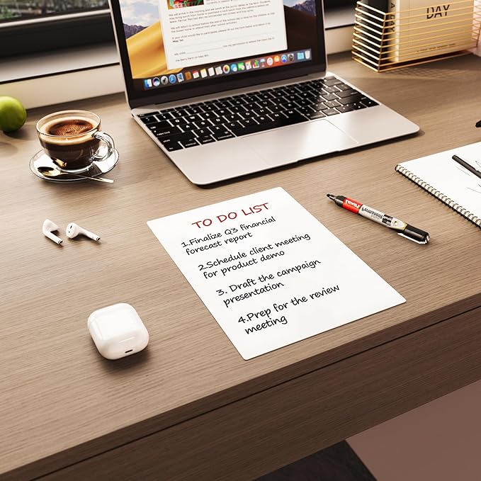 Dry Erase White Board, Small Dry Erase Sheet for Fridge, Non-Magnetic Whiteboard, 12" x 8" Reusable & Removable Whiteboard for Wall/Refrigerator/Door/Classroom(5 Sheets)