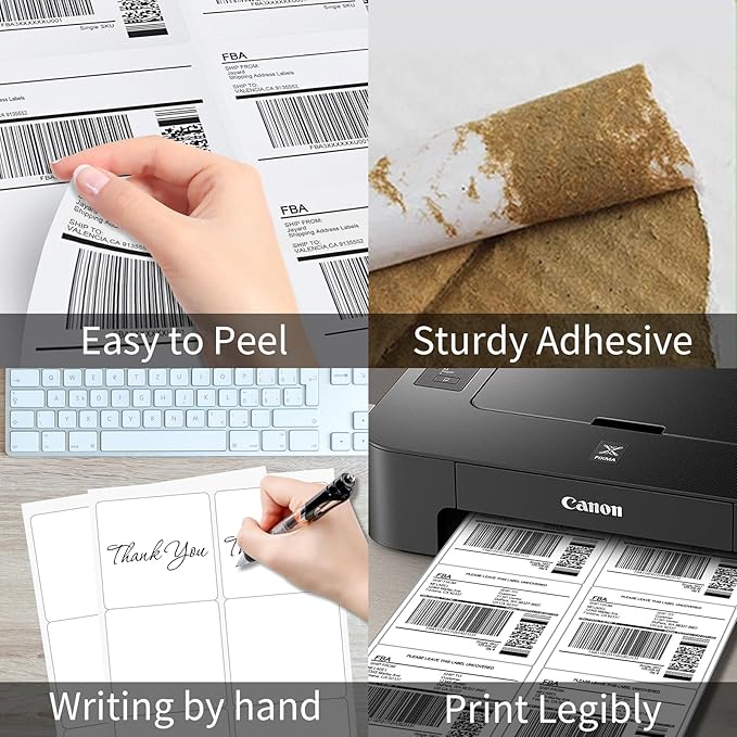 InpourPack 100 Sheets 6 up Labels, Shipping Address Labels 3-1/3" x 4" for Laser & Inkjet and Copier Printer, 6 up Self Adhesive Sticker (600 Labels Total)