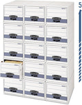 Bankers Box 6 Pack STOR/DRAWER STEEL PLUS Extra Space Saving Filing Cabinet, Stacks 5 High, Letter, White/Blue