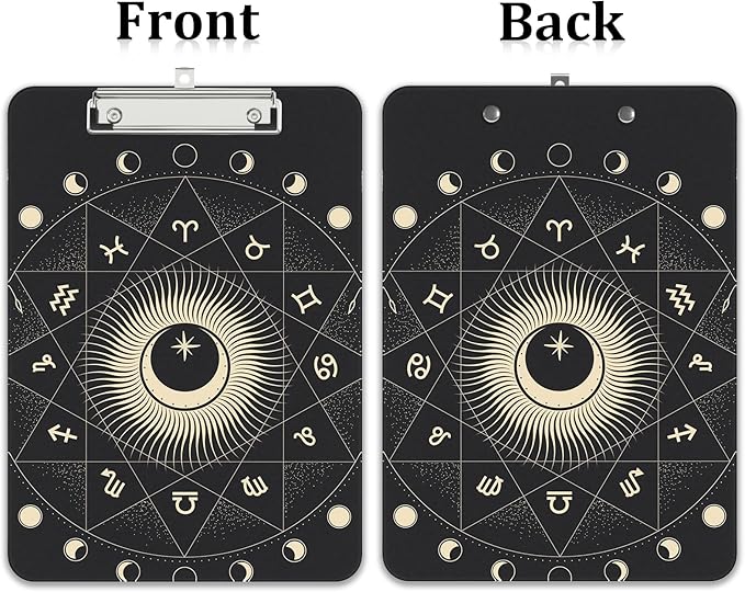 Rimilak Plastic Clipboards with Metal Clip, A4 Letter Size 9 x 12.5 in, Office Decorative for Students Women Men and Kids, Cute Custom Pattern, Constellation