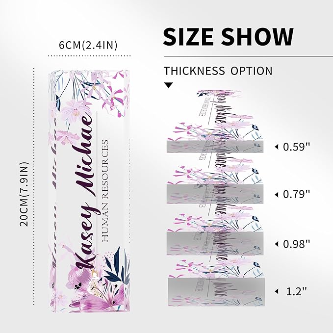 Personalized Name Plates for Office - Gifts for Teacher, Boss, Employee Appreciation - Office Desk Decor (Purple Bloom)