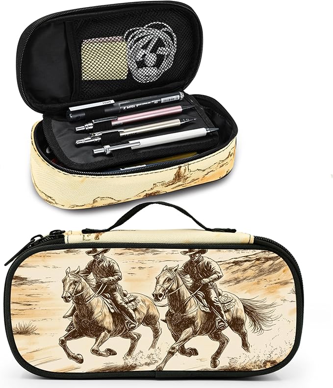 Western Pencil Case Pencil Pouch Large Capacity Pen Bag School Office Organizer Stationery Storage Box For Girls Boys Teen Kids