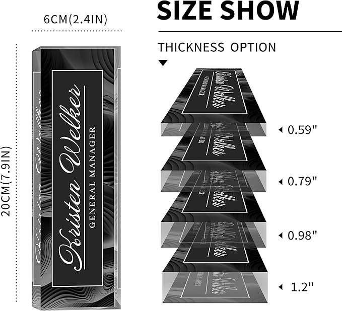 Personalized Office Name Plate, Custom Name Plate for Desks, Office Desk Decorations Gift for Women Men, Acrylic Desk Name Plate for Teacher Coworkers Staff Boss (Business Style-1)